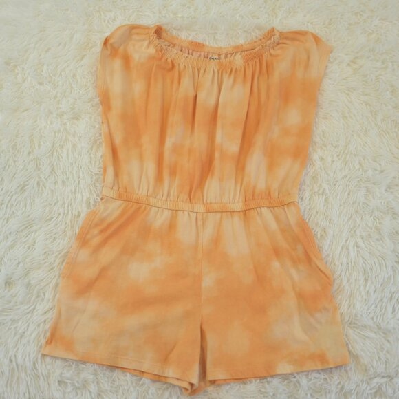 Old Navy Girls Short Sleeve Orange & White Romper Size XL 14-16 - Picture 1 of 3